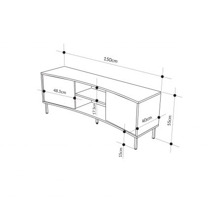 Decortie Frem Modern Curved TV Stand 2 Door Unit Ash Green - Image 2