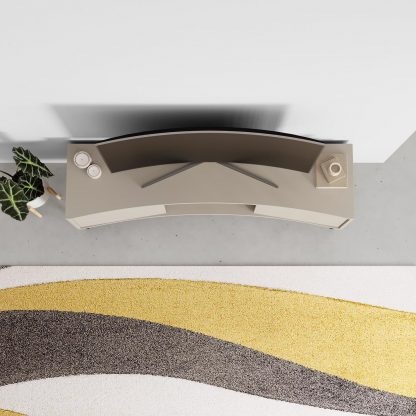 Decortie Frem Modern Curved TV Stand 2 Door Unit Sandstone - Image 7