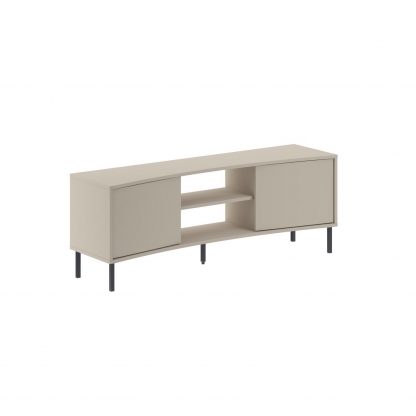 Decortie Frem Modern Curved TV Stand 2 Door Unit Sandstone - Image 3