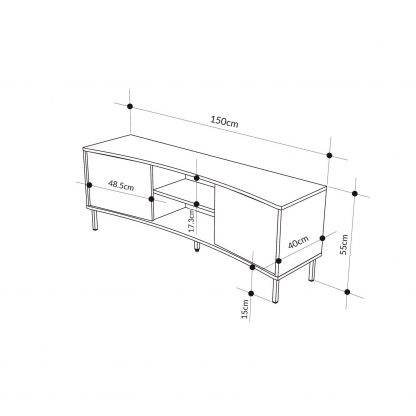 Decortie Frem Modern Curved TV Stand 2 Door Unit Sandstone - Image 2