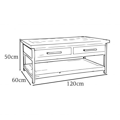 Lowry 2 Drawer Coffee Table Driftwood Lacquered Solid Reclaimed Pine - Image 2