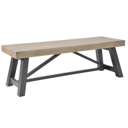 Lowry Small 132cm Dining Bench Driftwood Lacquered Solid Reclaimed Pine