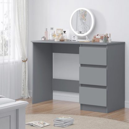 FWStyle Stora 3 Drawer Dressing Table - Matt Dark Grey - Image 3