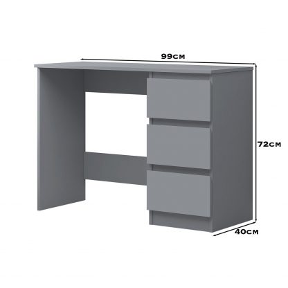 FWStyle Stora 3 Drawer Dressing Table - Matt Dark Grey - Image 2
