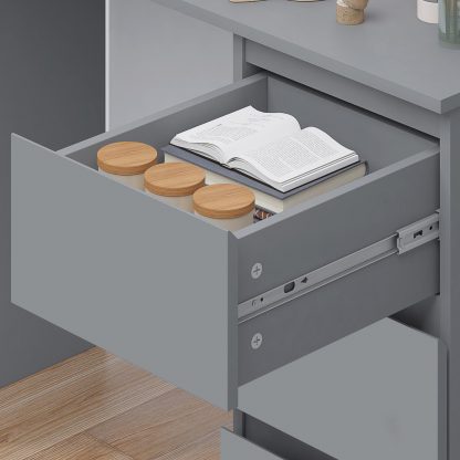FWStyle Stora 3 Drawer Dressing Table - Matt Dark Grey - Image 6