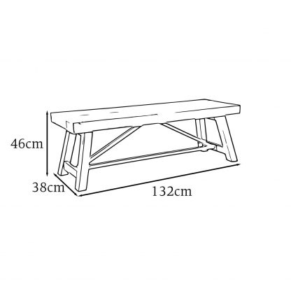 Lowry Small 132cm Dining Bench Driftwood Lacquered Solid Reclaimed Pine - Image 2