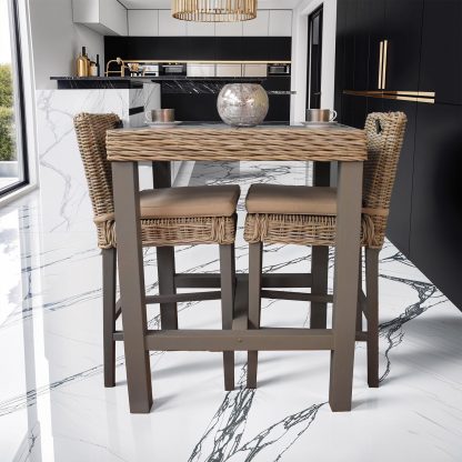Maya Bar Table + 2 Stools Set Greywash - Image 4