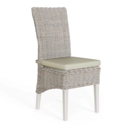 Maya Pair Of Handmade Kubu Rattan Limewash Dining Chairs - Image 6