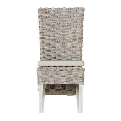 Maya Pair Of Handmade Kubu Rattan Limewash Dining Chairs - Image 3