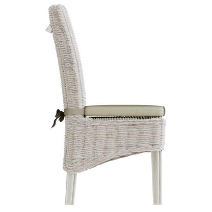 Maya Pair Of Handmade Kubu Rattan Limewash Dining Chairs - Image 5