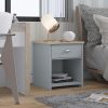 Westbury Farmhouse 1 Drawer Bedside Cabinet - Matt Grey & Light Oak - Image 6