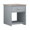 Westbury Farmhouse 1 Drawer Bedside Cabinet - Matt Grey & Light Oak - Image 2
