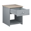 Westbury Farmhouse 1 Drawer Bedside Cabinet - Matt Grey & Light Oak - Image 3
