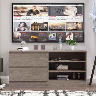 FWStyle Stora 2 Drawer Entertainment Unit With Storage - For up to 50 inch TV - Rustic Oak