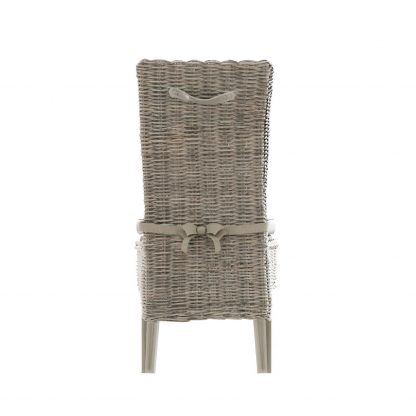 Maya Pair Of Handmade Kubu Rattan Limewash Dining Chairs - Image 4