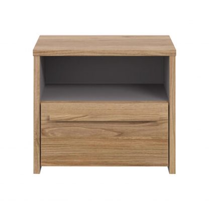 Matt Grey Oak Bedside 1 Drawer With Open Shelf - Image 6