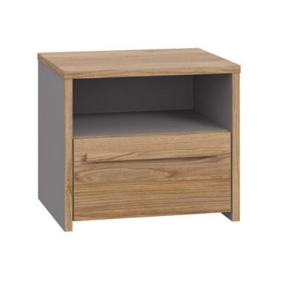 Matt Grey Oak Bedside 1 Drawer With Open Shelf - Image 5