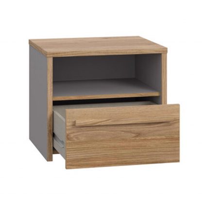 Matt Grey Oak Bedside 1 Drawer With Open Shelf - Image 4