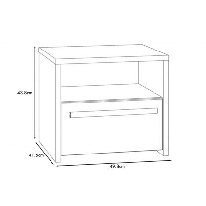 Matt Grey Oak Bedside 1 Drawer With Open Shelf - Image 3