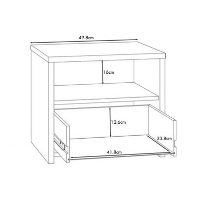 Matt Grey Oak Bedside 1 Drawer With Open Shelf - Image 2
