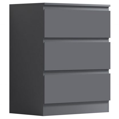 FWStyle Stora 3 Drawer Chest of Drawers - Matt Dark Grey - Image 5