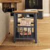 Taberno Oak Magazine Rack Turntable Stand Graphite Blue - Image 3