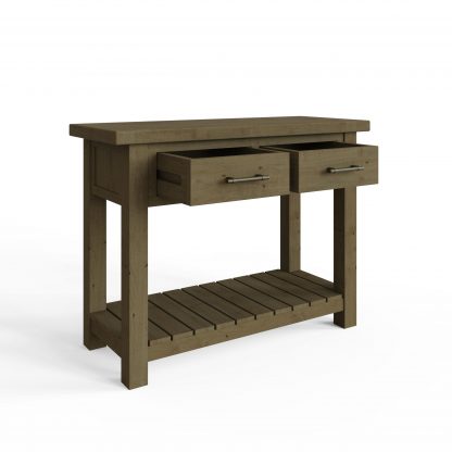 Saltash 2 Drawer Console Table - Solid Reclaimed Natural Pine - Image 3