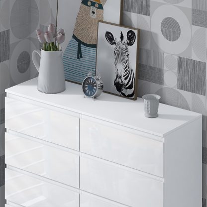 FWStyle Stora 8 Drawer Wide 4+4 Chest Of Drawers - White Gloss Front - Image 6