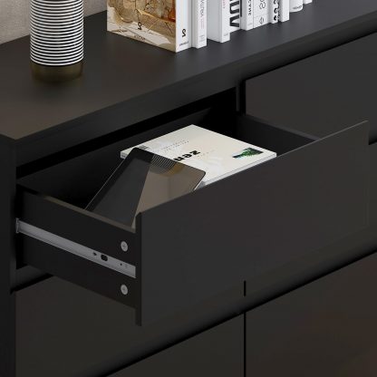 FWStyle Stora 6 Drawer Wide 3+3 Chest Of Drawers - Matt Black - Image 5