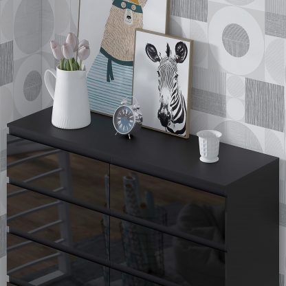 FWStyle Stora 8 Drawer Wide 4+4 Chest Of Drawers - Black Gloss Front - Image 6