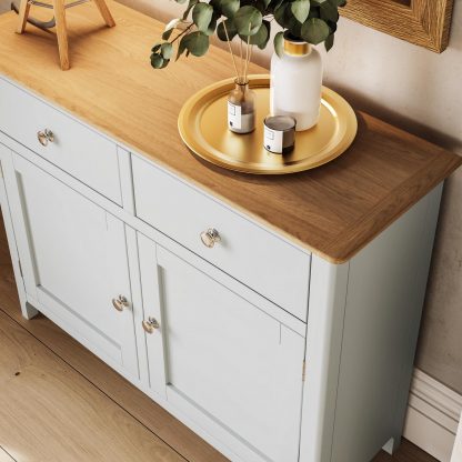 Taberno Oak 2 Door 2 Drawer Sideboard Linen White - Image 8