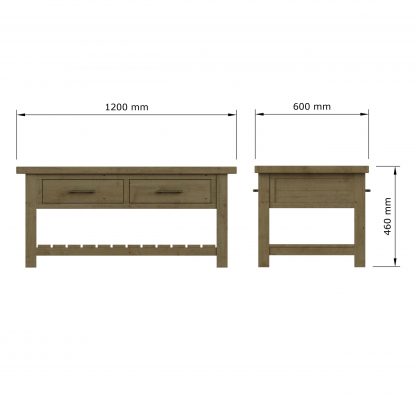 Saltash 2 Drawer Storage Coffee Table - Solid Reclaimed Natural Pine - Image 5