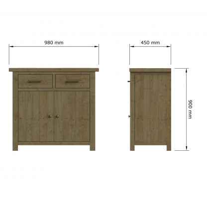Saltash Compact Sideboard 2 Door 2 Drawer - Solid Reclaimed Natural Pine - Image 5