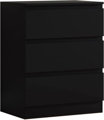 FWStyle Carlton 3 Drawer Chest Of Drawers - Matt Black - Image 5