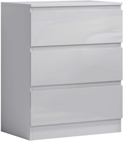 FWStyle Carlton 3 Drawer Chest Of Drawers - White Gloss Front - Image 4
