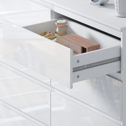 FWStyle Stora 8 Drawer Wide 4+4 Chest Of Drawers - White Gloss Front - Image 8