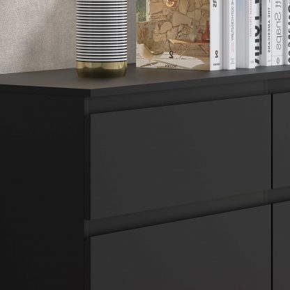 FWStyle Stora 6 Drawer Wide 3+3 Chest Of Drawers - Matt Black - Image 7