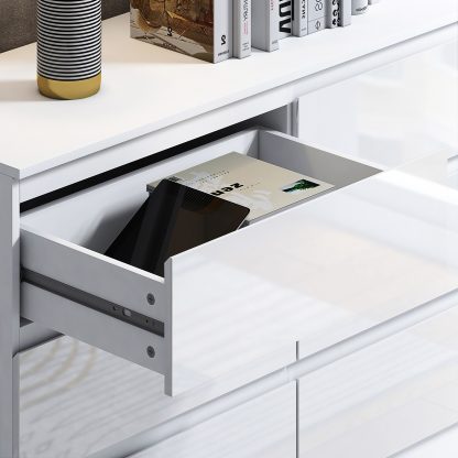 FWStyle Stora 6 Drawer Wide 3+3 Chest Of Drawers - White Gloss Front - Image 8