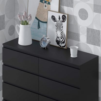 FWStyle Stora 8 Drawer Wide 4+4 Chest Of Drawers - Matt Black - Image 8