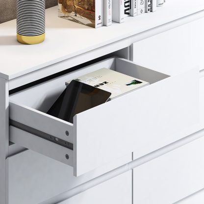 FWStyle Stora 6 Drawer Wide 3+3 Chest Of Drawers - Matt White - Image 6