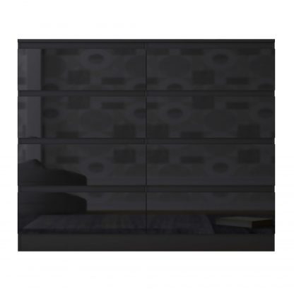 FWStyle Stora 8 Drawer Wide 4+4 Chest Of Drawers - Black Gloss Front - Image 3