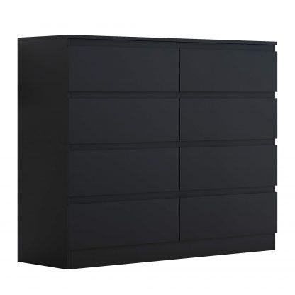 FWStyle Stora 8 Drawer Wide 4+4 Chest Of Drawers - Matt Black - Image 5