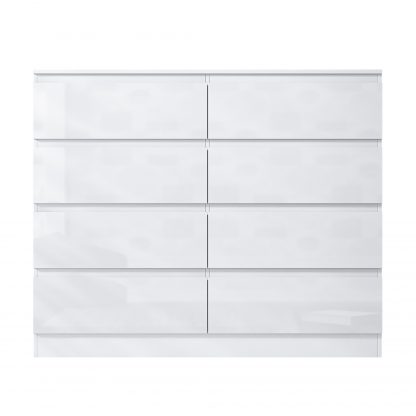 FWStyle Stora 8 Drawer Wide 4+4 Chest Of Drawers - White Gloss Front - Image 3