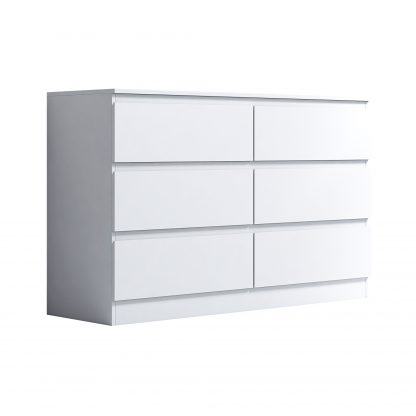 FWStyle Stora 6 Drawer Wide 3+3 Chest Of Drawers - Matt White - Image 4
