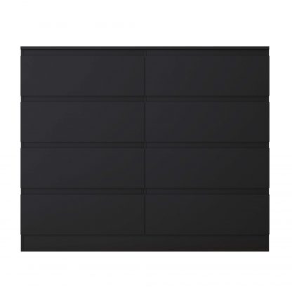 FWStyle Stora 8 Drawer Wide 4+4 Chest Of Drawers - Matt Black - Image 4