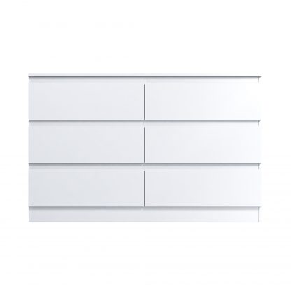 FWStyle Stora 6 Drawer Wide 3+3 Chest Of Drawers - Matt White - Image 3