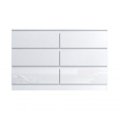 FWStyle Stora 6 Drawer Wide 3+3 Chest Of Drawers - White Gloss Front - Image 3