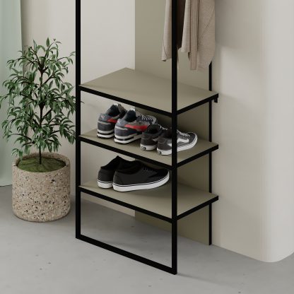 Modern Archy Hall Stand Coat Rack with Shoe Storage 180cm High Ash Green - Image 4
