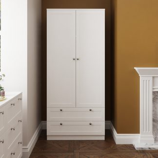 FWStyle Artus Shaker 2 Door 2 Drawer Combination Wardrobe Matt White