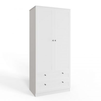 FWStyle Artus Shaker 2 Door 2 Drawer Combination Wardrobe Matt White - Image 6